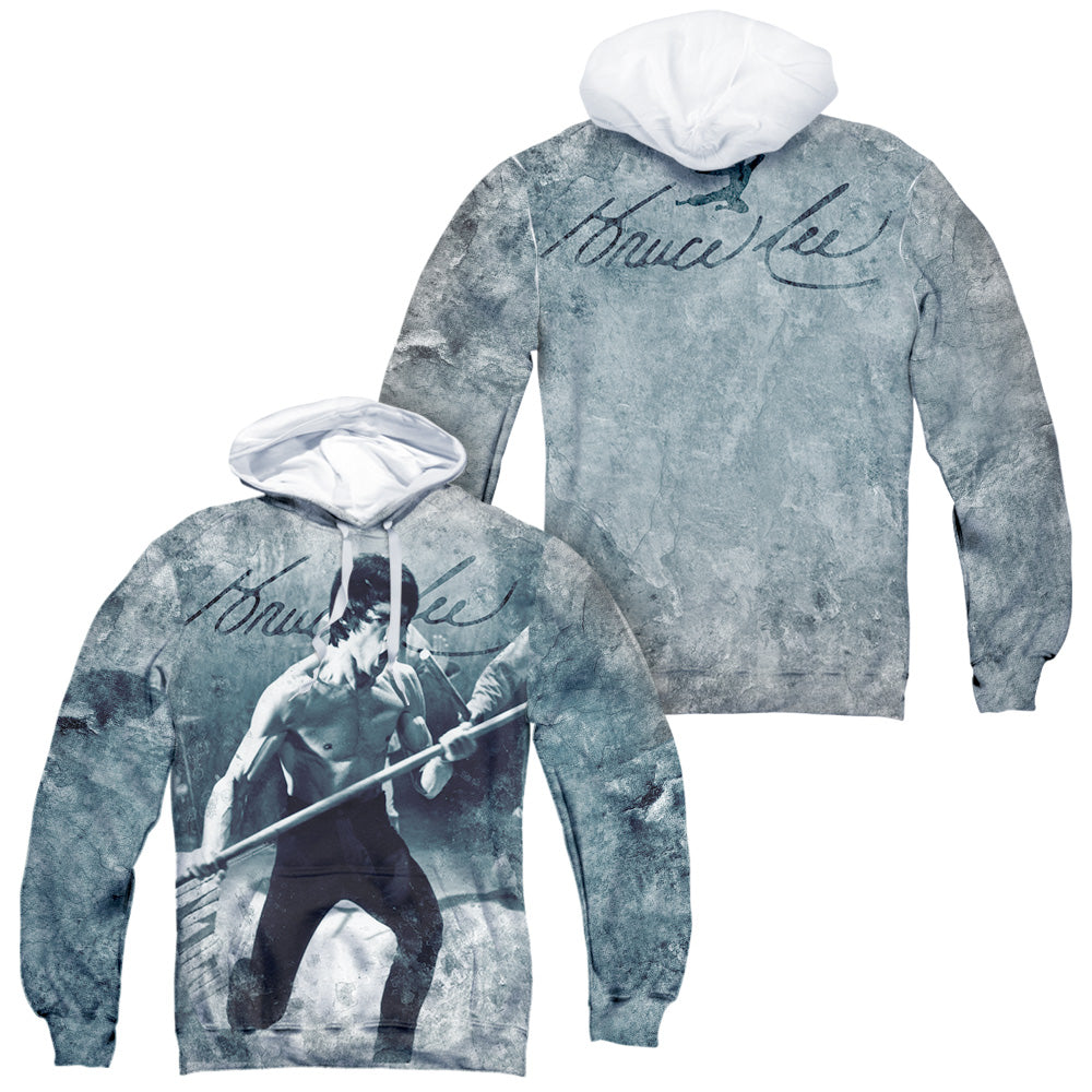 Bruce Lee - Whoooaa (Front/back Print) - Adult Poly Pullover Hoodie - White