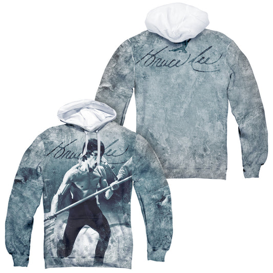 Bruce Lee - Whoooaa (Front/back Print) - Adult Poly Pullover Hoodie - White