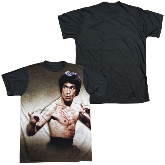Bruce Lee - Scratched - Short Sleeve Adult White Front Black Back   - White T-shirt