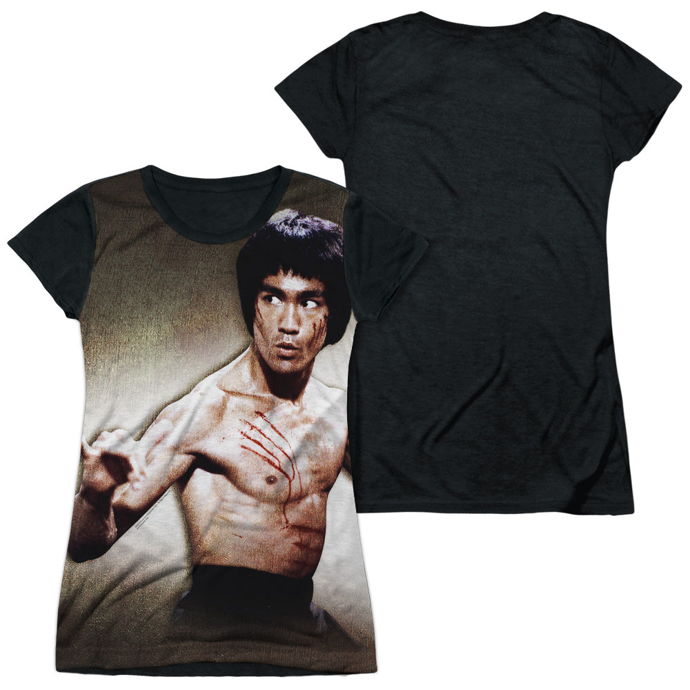 Bruce Lee - Scratched - Short Sleeve Junior Poly Black Back - White T-shirt