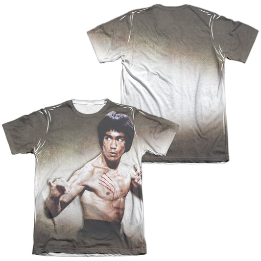 Bruce Lee - Scratched (Front/back Print) - Adult 65/35 Poly/cotton Short Sleeve Tee - White T-shirt