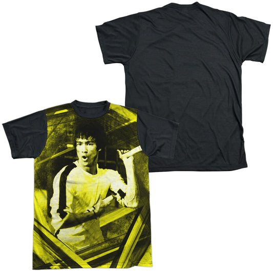 Bruce Lee - Stripes - Short Sleeve Adult White Front Black Back   - White T-shirt
