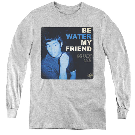 Bruce Lee - Water - Youth Long Sleeve Tee - Athletic Heather