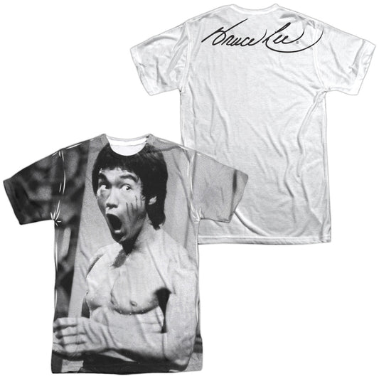Bruce Lee - Classic Lee (Front/back Print) - Short Sleeve Adult Poly Crew - White T-shirt