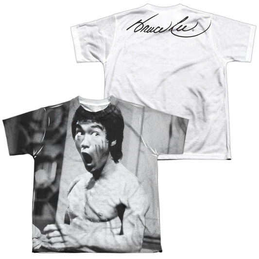 Bruce Lee - Classic Lee (Front/back Print) - Short Sleeve Youth Poly Crew - White T-shirt