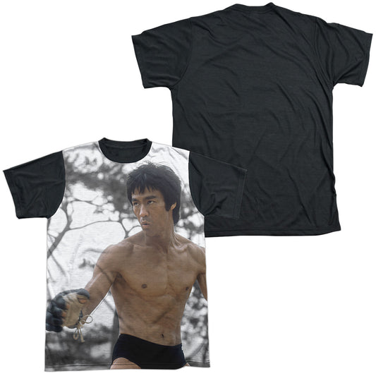 Bruce Lee - Battle Ready - Short Sleeve Adult White Front Black Back   - White T-shirt