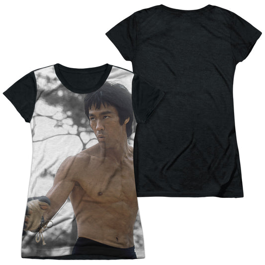 Bruce Lee - Battle Ready - Short Sleeve Junior Poly Black Back - White T-shirt