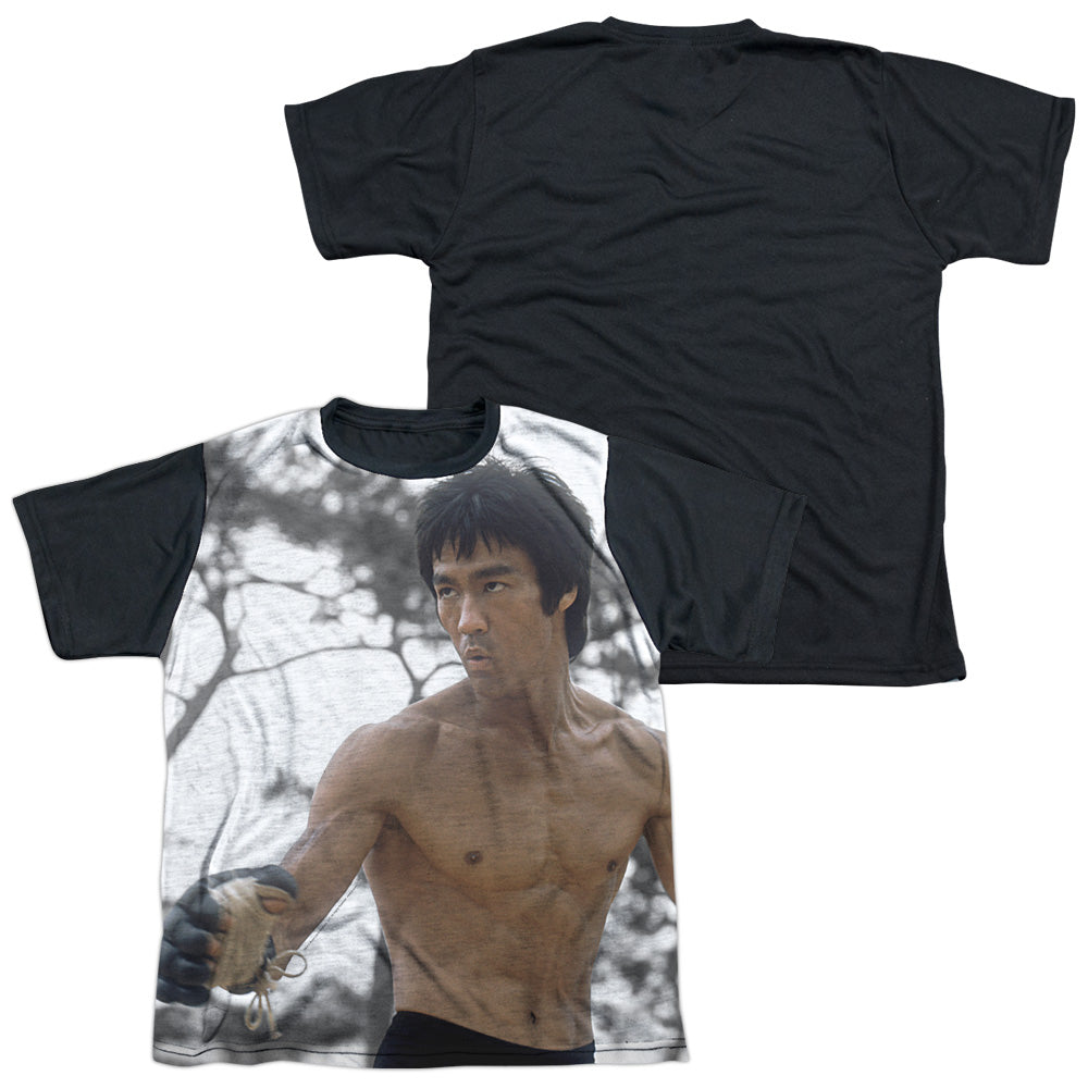Bruce Lee - Battle Ready - Short Sleeve Youth White Front Black Back   - White T-shirt