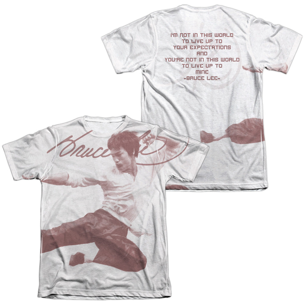 Bruce Lee - Expectations (Front/back Print) - Adult Poly/cotton Short Sleeve Tee - White T-shirt