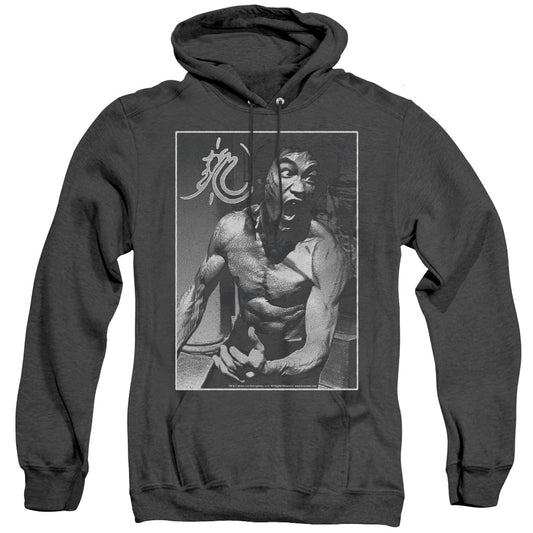 Bruce Lee - Focused Rage - Adult Heather Hoodie - Black