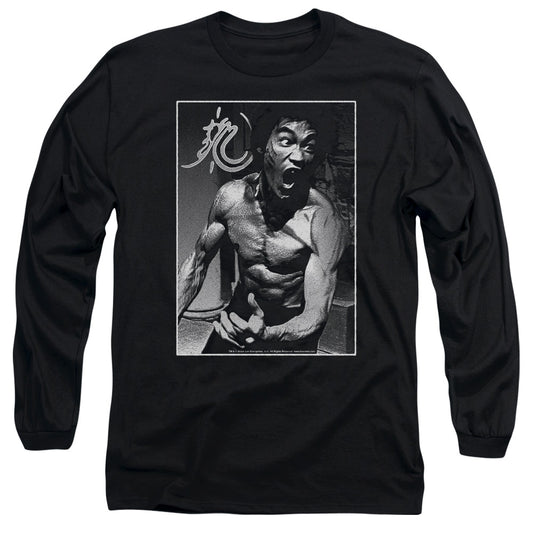 Bruce Lee - Focused Rage - Long Sleeve Adult 18/1 - Black T-shirt