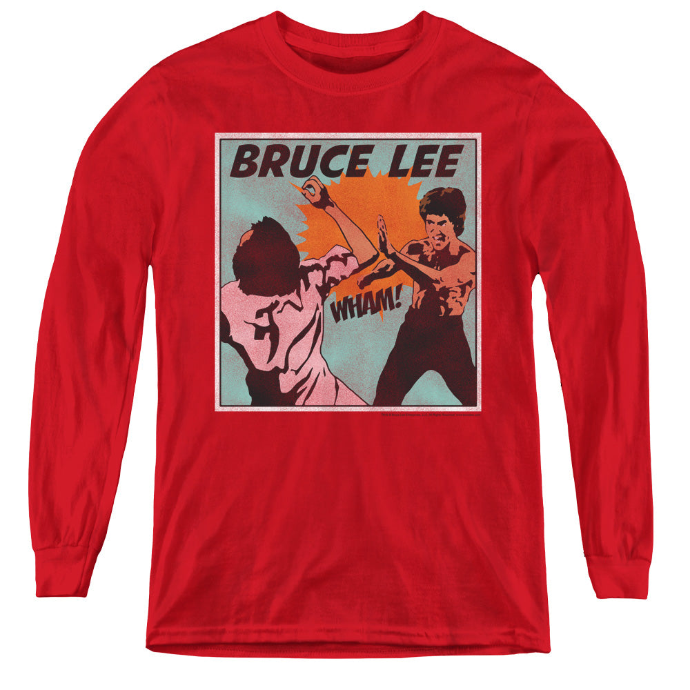 Bruce Lee - Comic Panel - Youth Long Sleeve Tee - Red