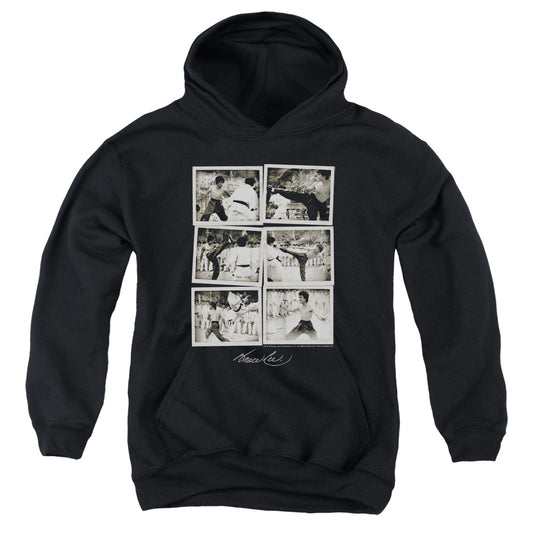 Bruce Lee Snap Shots-youth Pull-over Hoodie - Black