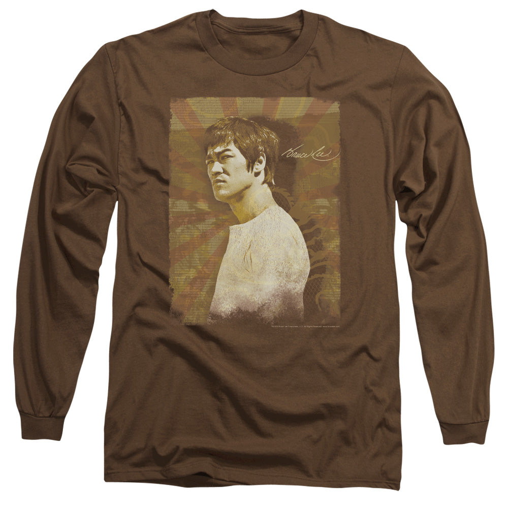 Bruce Lee - Anger - Long Sleeve Adult 18/1 - Coffee T-shirt