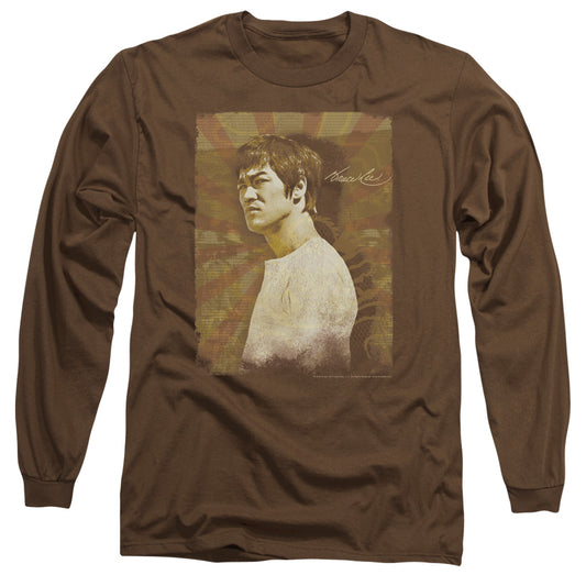 Bruce Lee - Anger - Long Sleeve Adult 18/1 - Coffee T-shirt