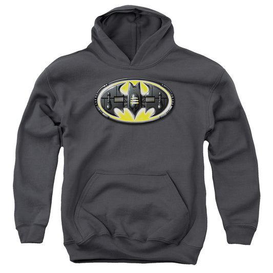 Batman - Bat Mech Logo - Youth Pull-over Hoodie - Charcoal