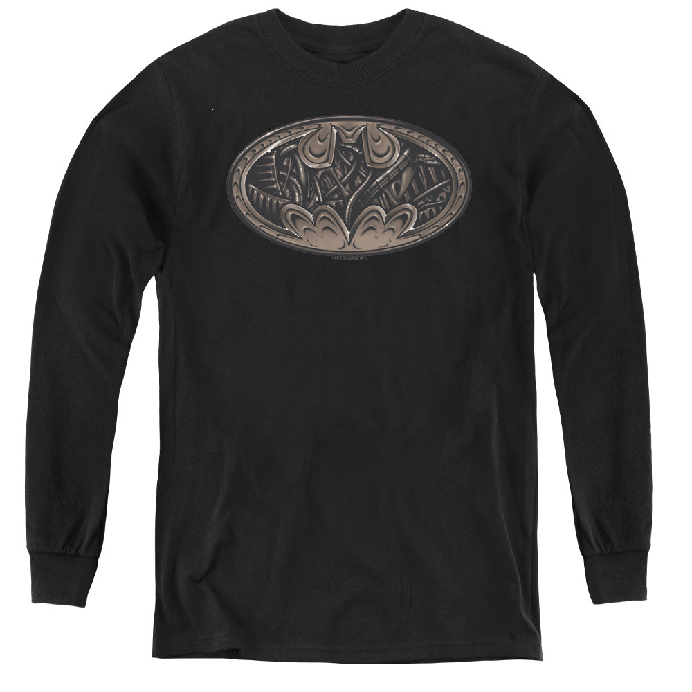 Batman - Bio Mech Bat Shield - Youth Long Sleeve Tee - Black