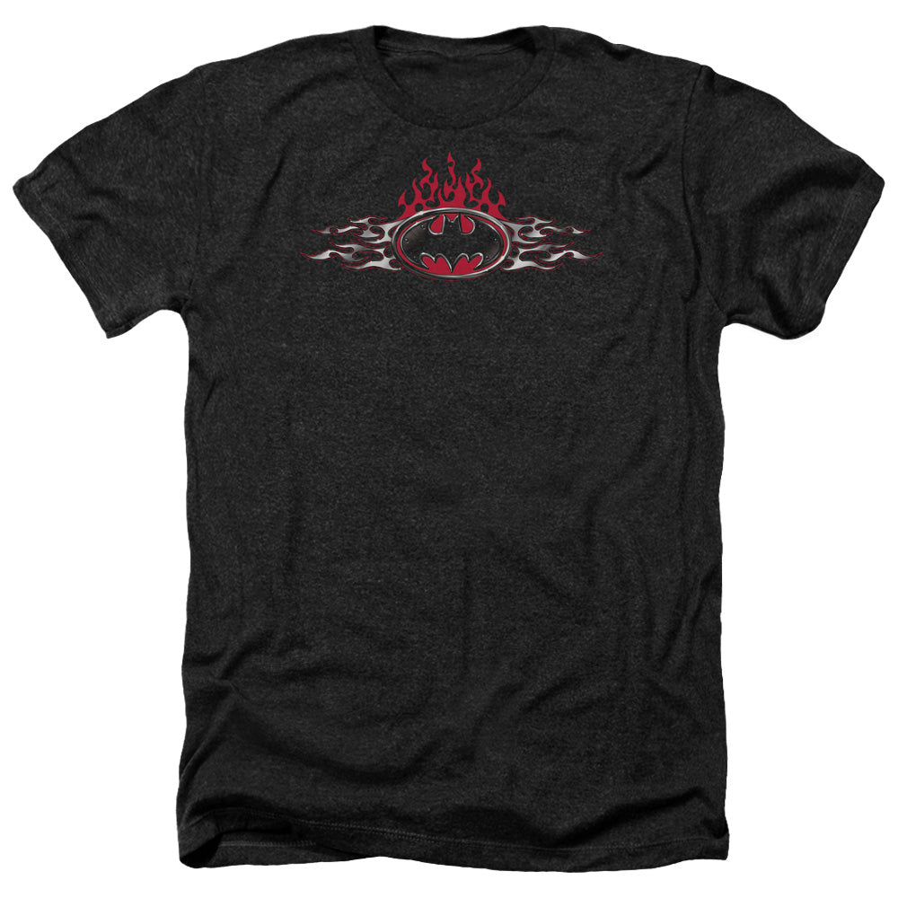Batman - Steel Flames Logo - Adult Heather-black