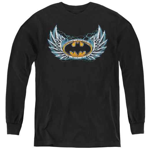 Batman - Steel Wings Logo - Youth Long Sleeve Tee - Black