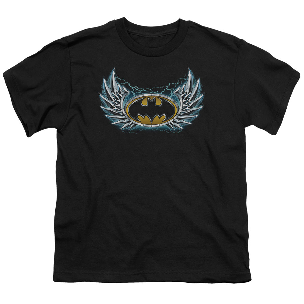 Batman - Steel Wings Logo - Short Sleeve Youth 18/1 - Black T-shirt