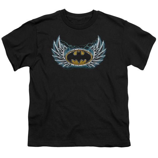 Batman - Steel Wings Logo - Short Sleeve Youth 18/1 - Black T-shirt