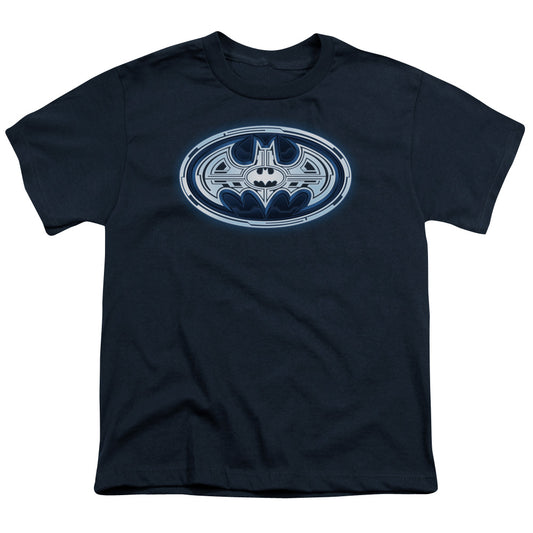 Batman - Cyber Bat Shield - Short Sleeve Youth 18/1 - Navy T-shirt