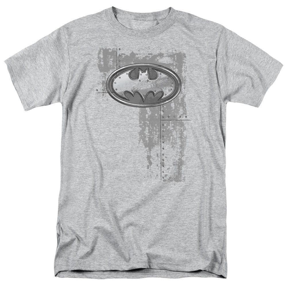 Batman - Rivited Metal Logo - Short Sleeve Adult 18/1 - Athletic Heather T-shirt