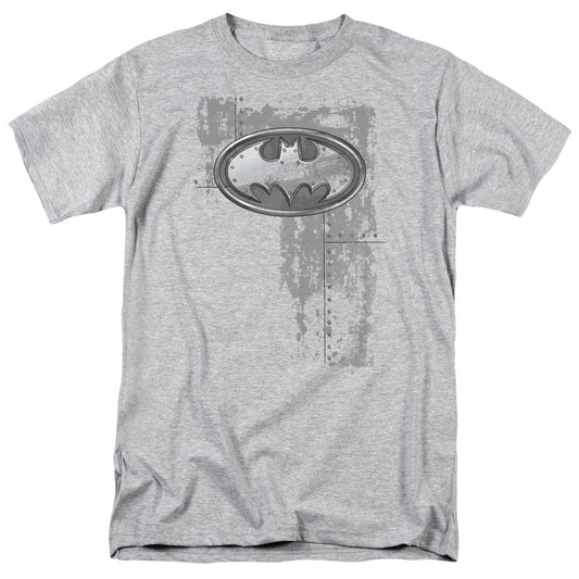 Batman - Rivited Metal Logo - Short Sleeve Adult 18/1 - Athletic Heather T-shirt