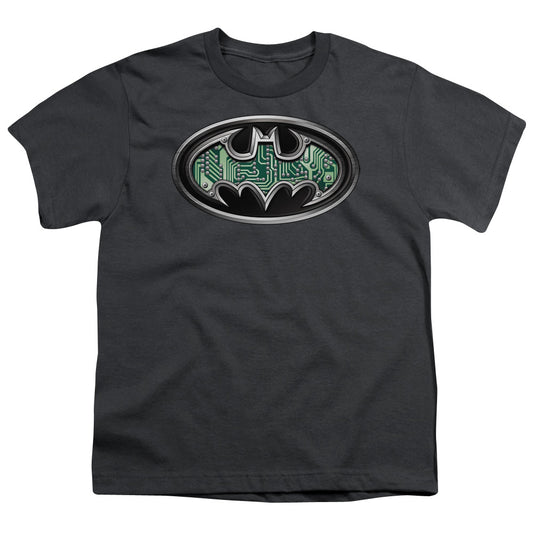 Batman - Circuitry Shield - Short Sleeve Youth 18/1 - Charcoal T-shirt