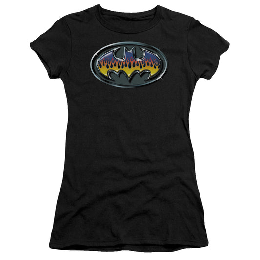 Batman - Hot Rod Shield - Short Sleeve Junior Sheer - Black T-shirt