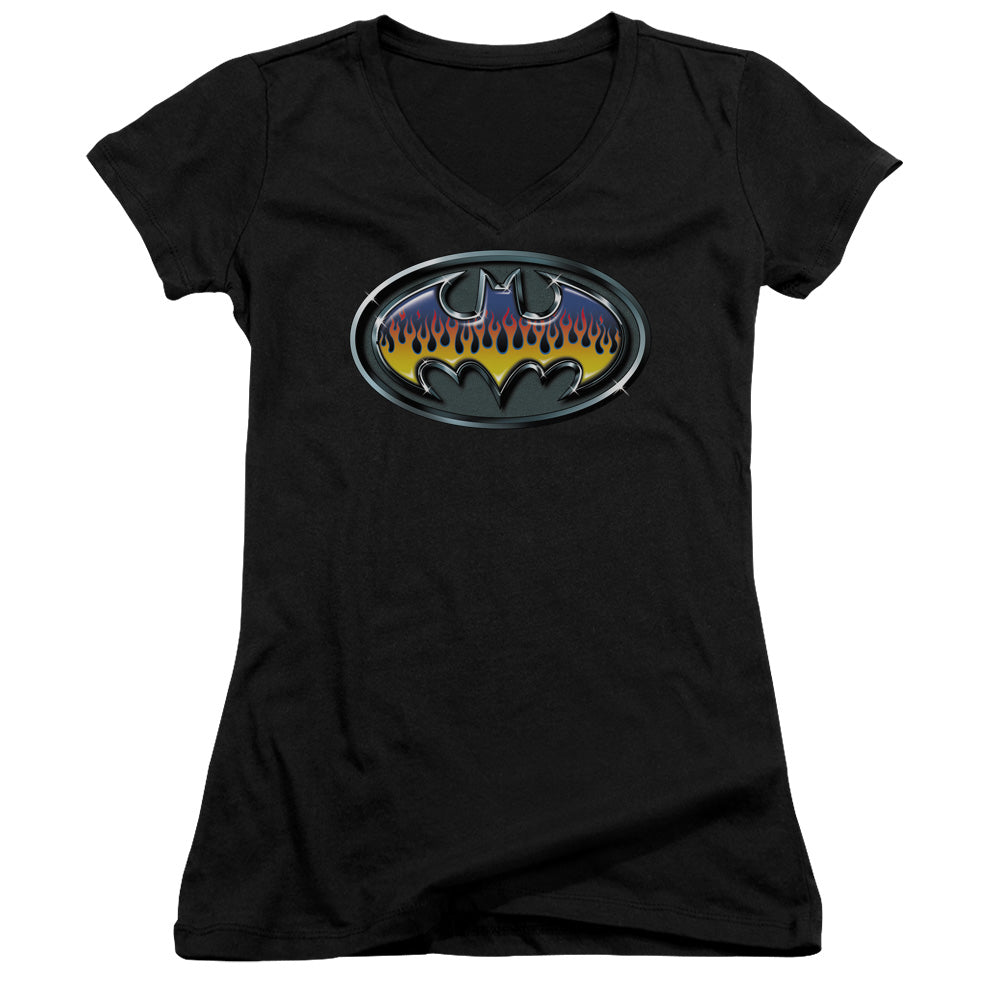 Batman - Hot Rod Shield - Junior V-neck - Black