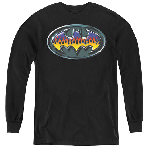 Batman - Hot Rod Shield - Youth Long Sleeve Tee - Black