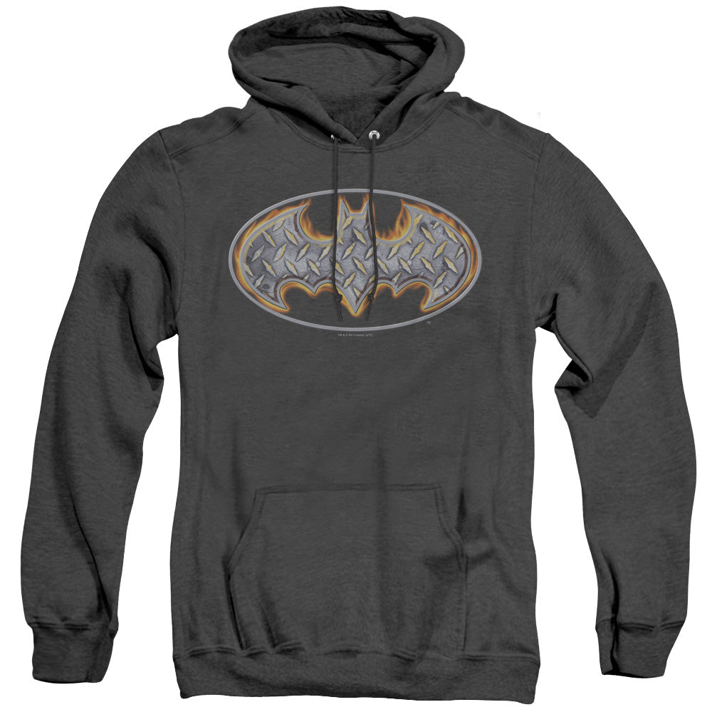 Batman - Steel Fire Shield - Adult Heather Hoodie - Black