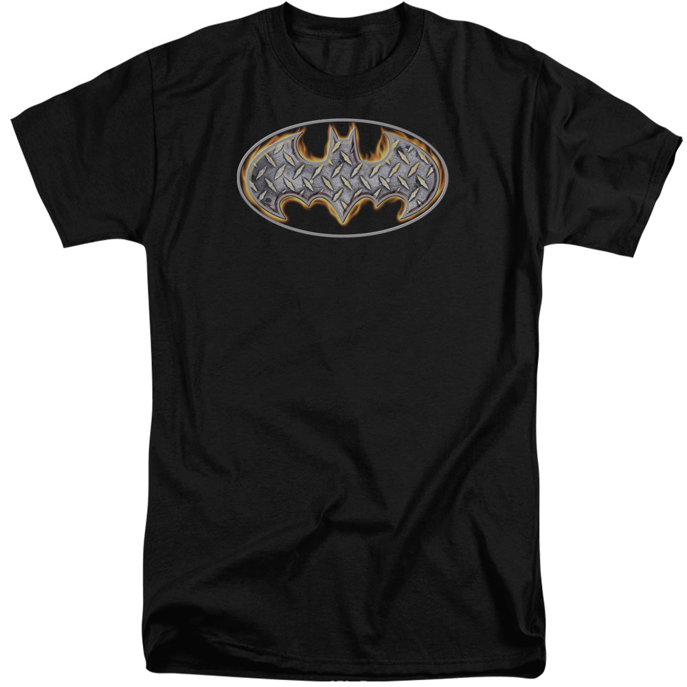 Batman - Steel Fire Shield - Short Sleeve Adult Tall - Black T-shirt