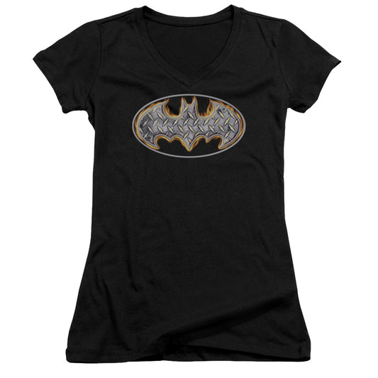 Batman - Steel Fire Shield - Junior V-neck - Black