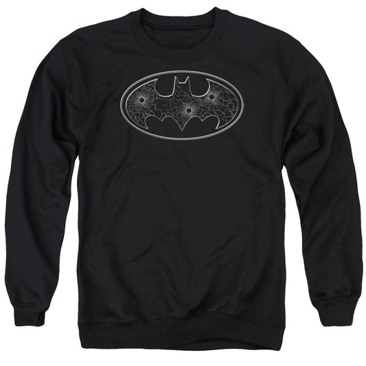 Batman - Glass Hole Logo - Adult Crewneck Sweatshirt - Black