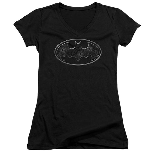 Batman - Glass Hole Logo - Junior V-neck - Black