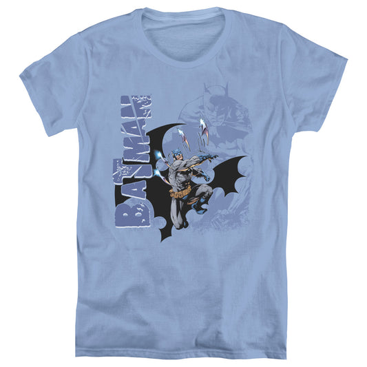 Batman - Throwing Blades - Short Sleeve Womens Tee - Carolina Blue T-shirt