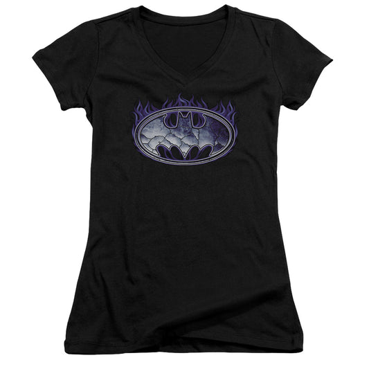 Batman - Cracked Shield - Junior V-neck - Black