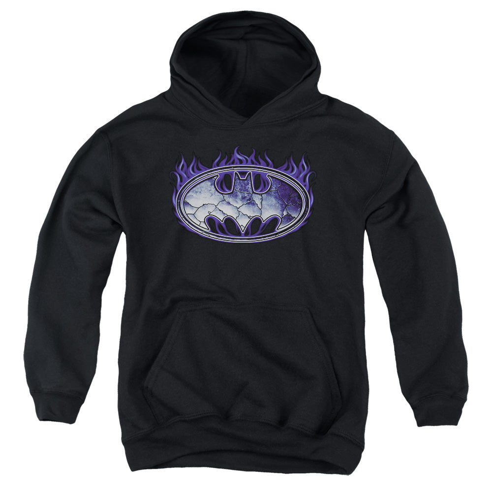 Batman - Cracked Shield - Youth Pull-over Hoodie - Black