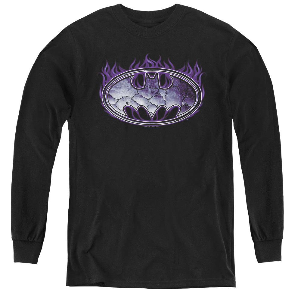 Batman - Cracked Shield - Youth Long Sleeve Tee - Black