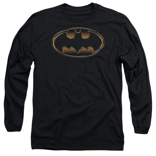 Batman - Black & Gold Embossed - Long Sleeve Adult 18/1 - Black T-shirt
