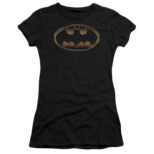 Batman - Black & Gold Embossed - Short Sleeve Junior Sheer - Black T-shirt