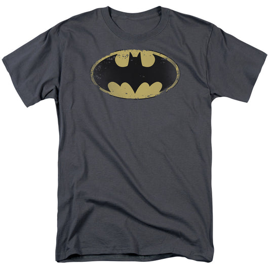 Batman - Distressed Shield - Short Sleeve Adult 18/1 - Charcoal T-shirt
