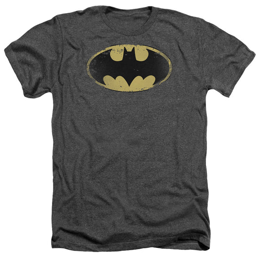 Batman - Distressed Shield - Adult Heather - Charcoal
