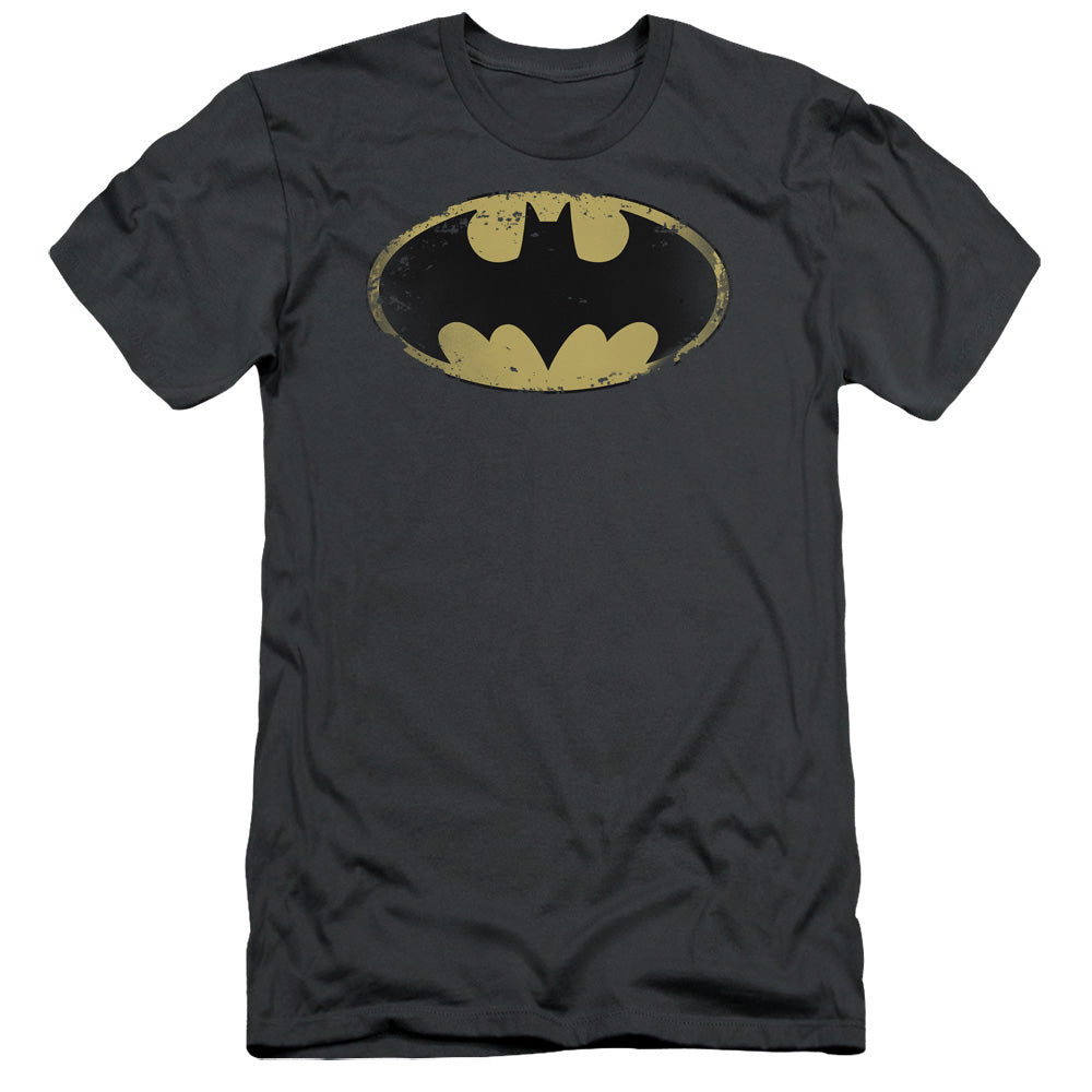Batman - Distressed Shield - Short Sleeve Adult 30/1 - Charcoal T-shirt