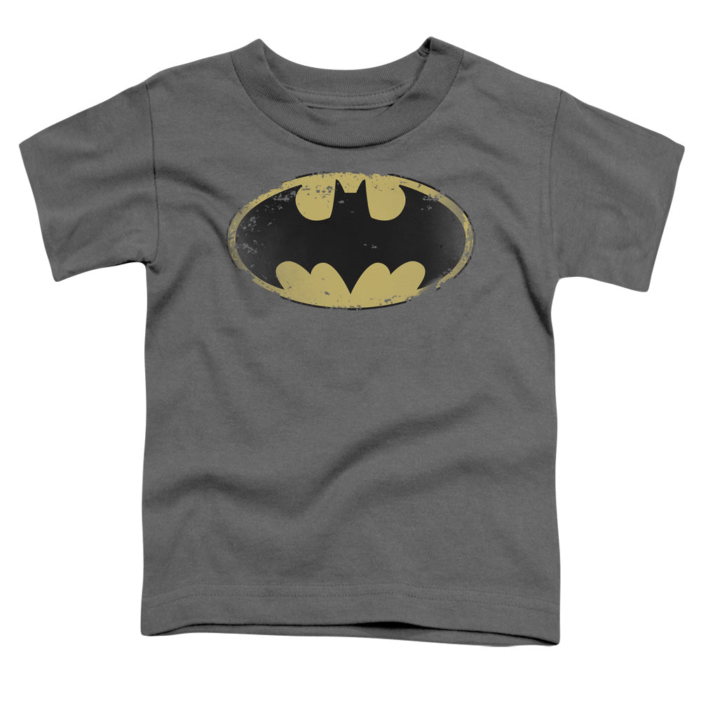 Batman - Distressed Shield - Short Sleeve Toddler Tee - Charcoal T-shirt
