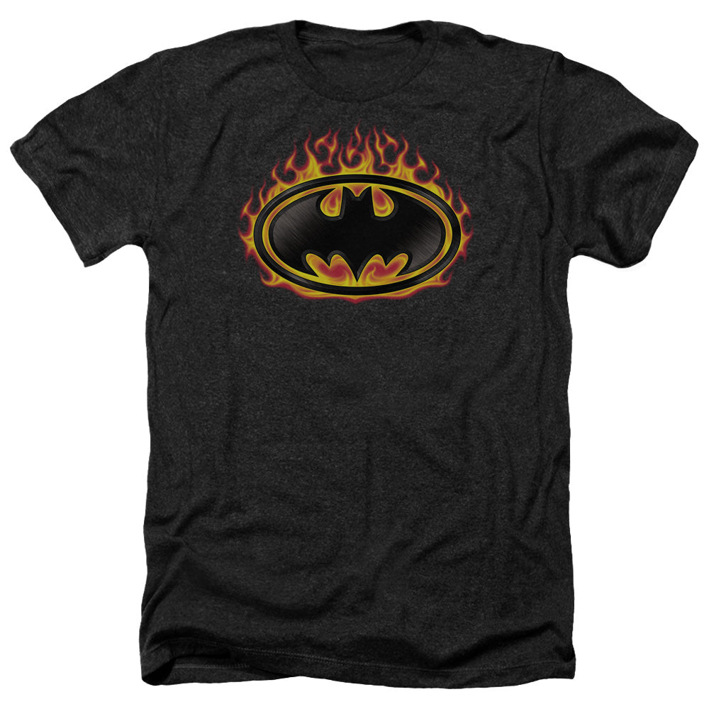 Batman - Bat Flames Shield - Adult Heather-black