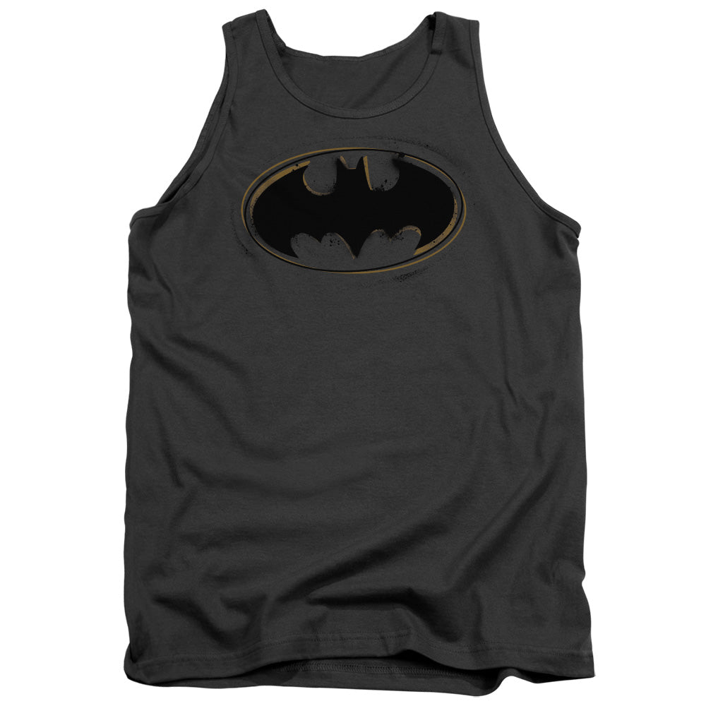 Batman - Spray Paint Logo - Adult Tank - Charcoal
