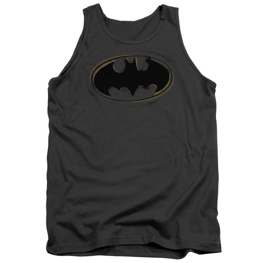 Batman - Spray Paint Logo - Adult Tank - Charcoal